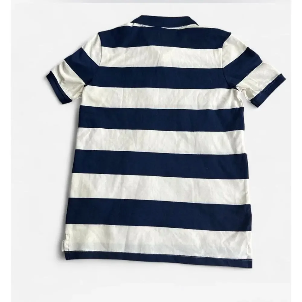 Old Navy Striped Polo Shirt XL (14-16) Blue/White Short Sleeve‎ Collared